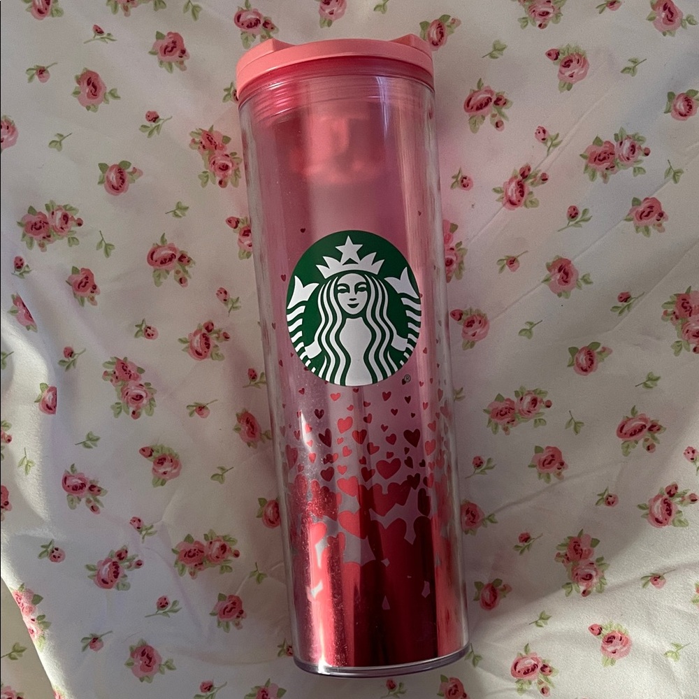 Starbucks Pink and Red Heart Tumbler
